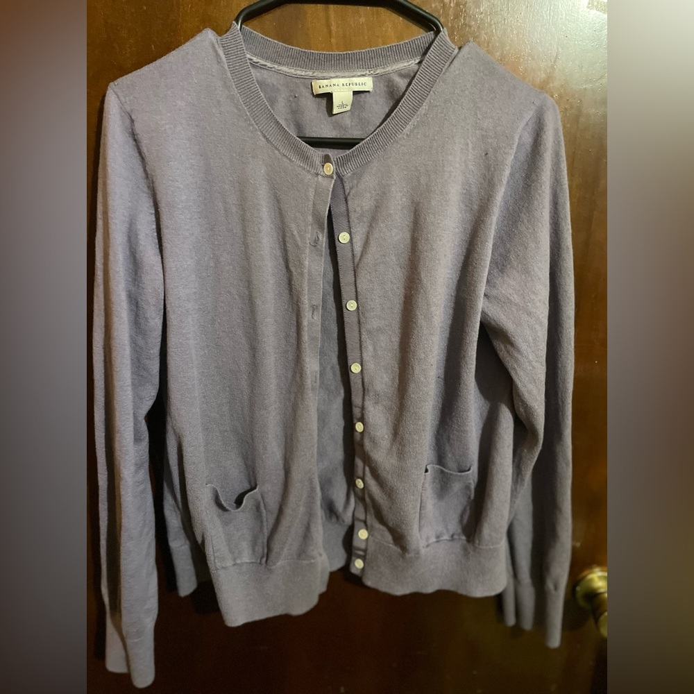 Purple button up cardigan with pockets large